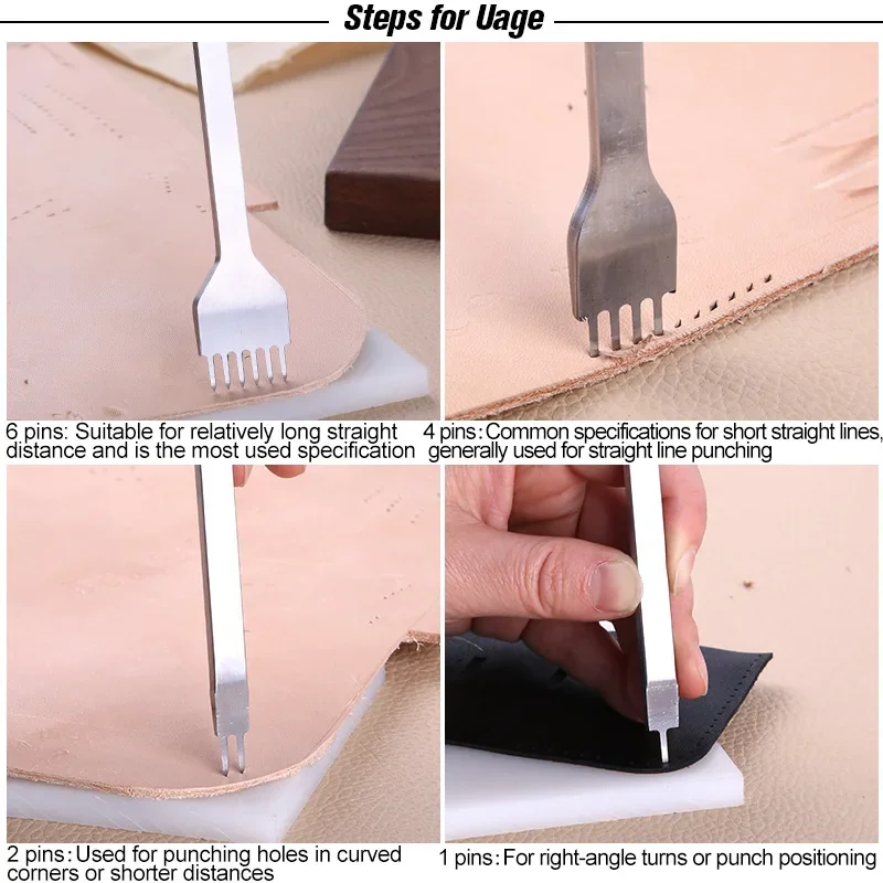 DIY Leather Carving Tool Round Chopping Suture Punching Spacing Hand Sewing Leather Art Carving Set leather hole puncher leather punching awl leather sewing kit round hole punch cutter set hole punch cutter set leather hole punch leather punch tool round hole punch set