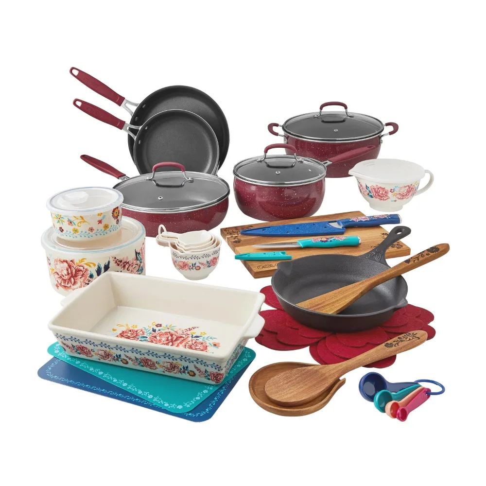 

Keepsake Floral 38-Piece Cookware Set pots and pans cookware cooking pots set