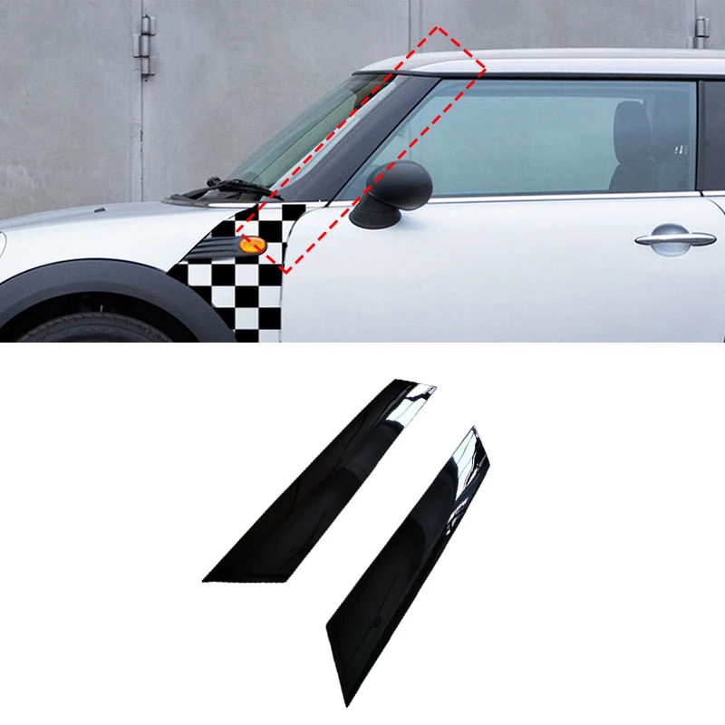 Car Front Windshield Post Trim Bright Black Exterior Molding A Pillar Trim Cover For BMW Mini