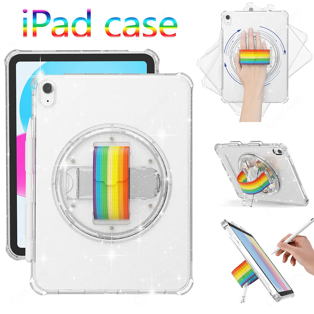 

Фитиль для iPad Pro11 iPad 10,2 (7, 8, 9 поколения) iPad 10 поколения 10,9 2022 чехол ТПУ + ПК Жесткий Чехол фонарик вращающаяся подставка + ремни