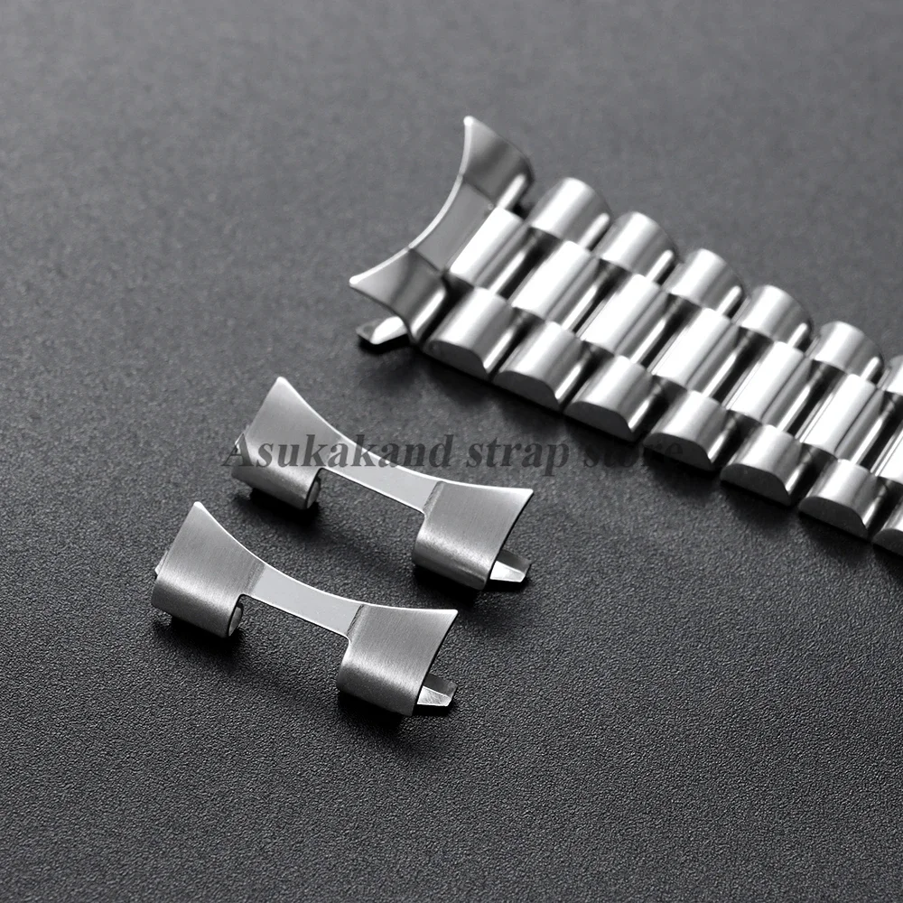 Enhanced Stainless Steel Watch Band Connector with Curved End Link - Multiple Sizes