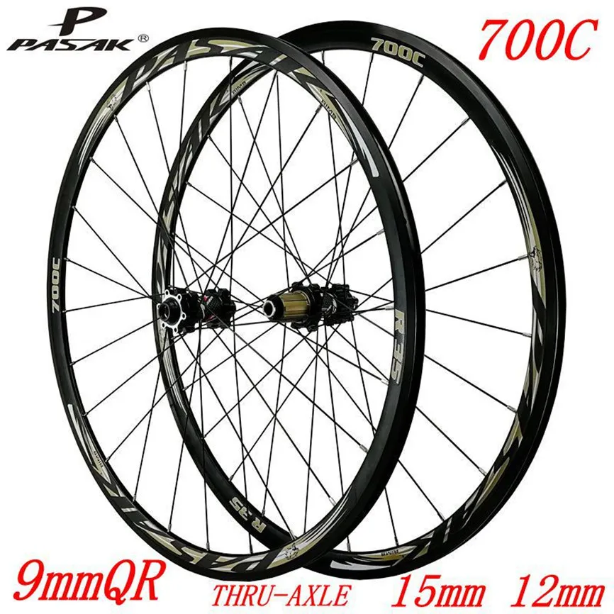 

PASAK MTB Road Bike 700C Disc Brake Thru Axle C/V Brake Wheelset 30mm Rims Sealed Bearing 11/12 Speed Bicycle 29 Inch Wheels