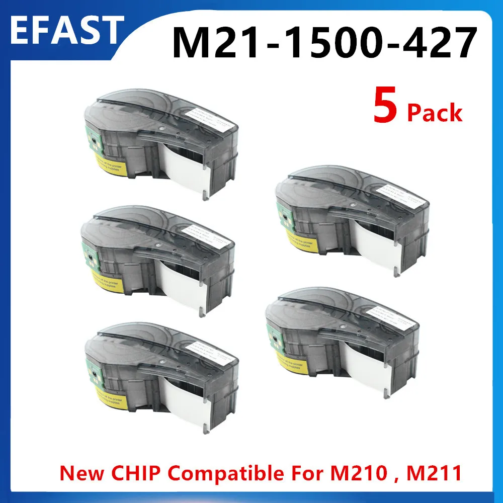 

1 ~ 5PK новый чип, виниловая фотография M21 1500 427, изготовитель бирок, используемых для маркеров M210, M211, принтер 38,1 мм, черный на белом
