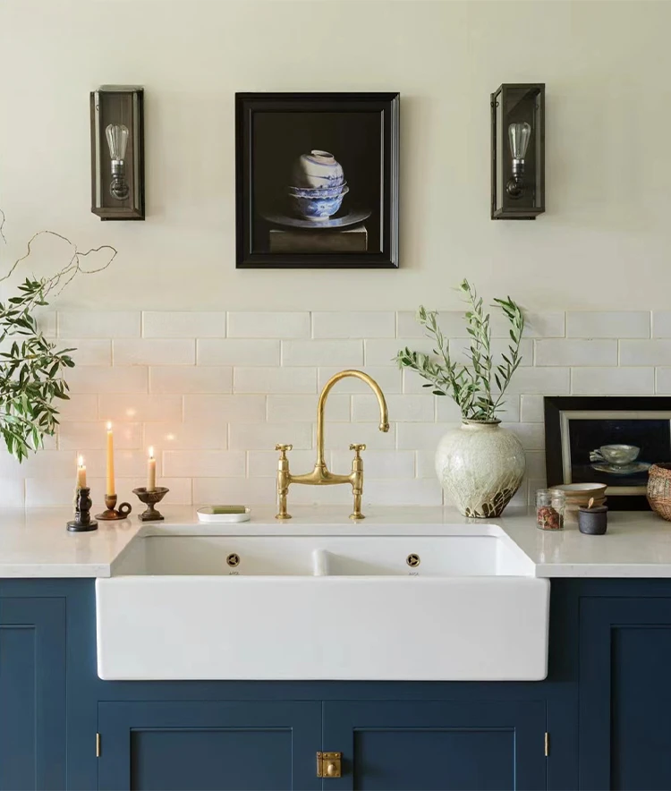 

Double-Slot Open Kitchen Semi-Embedded Ceramic Sink Large Washing Basin