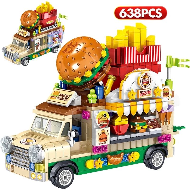 City mini girls ice cream sets model building blocks friends racing