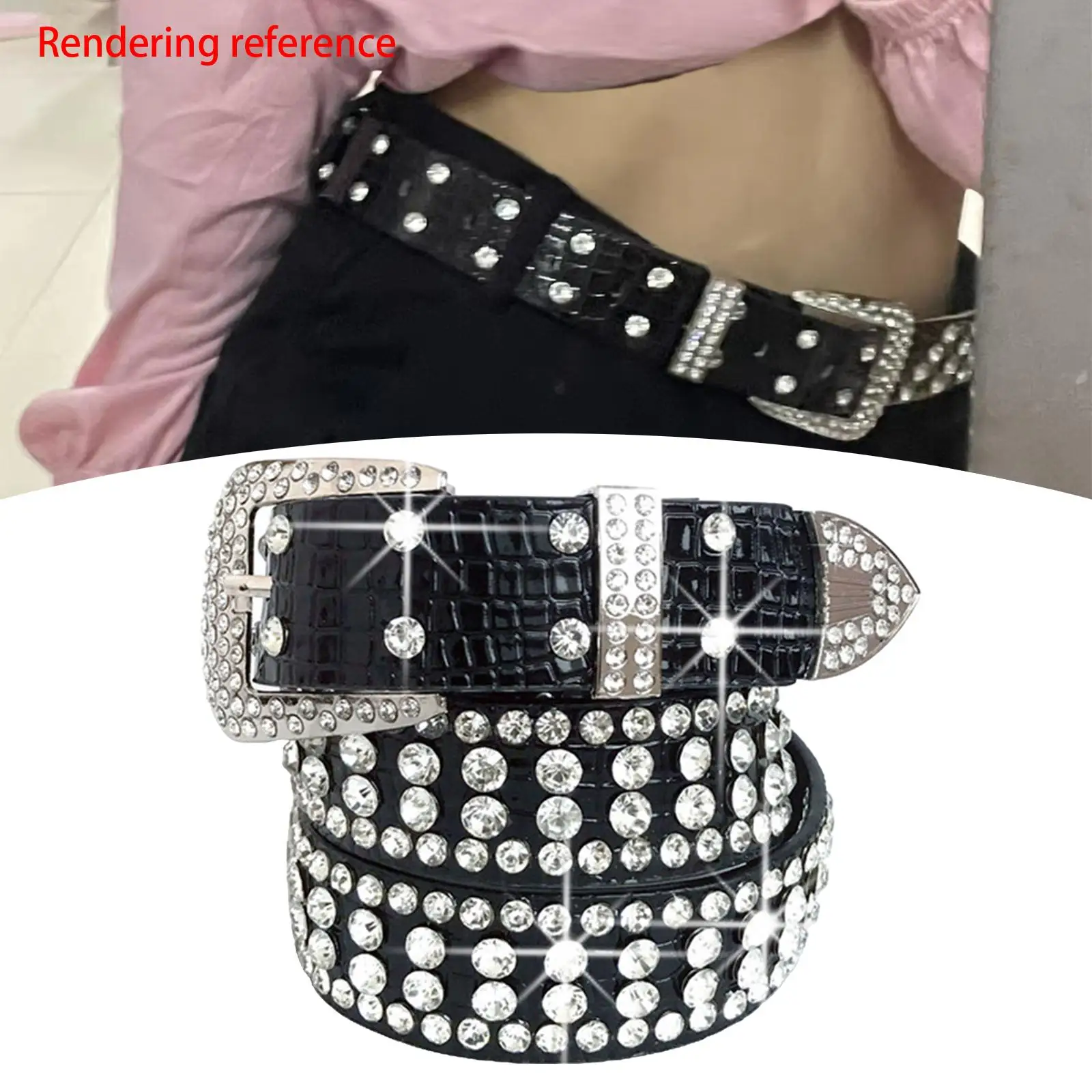 블링블링 여성용 허리 벨트, 크리스탈 라인석 허리, 신치 벨트, 서양 PU 액세서리, 청바지 의류 자루