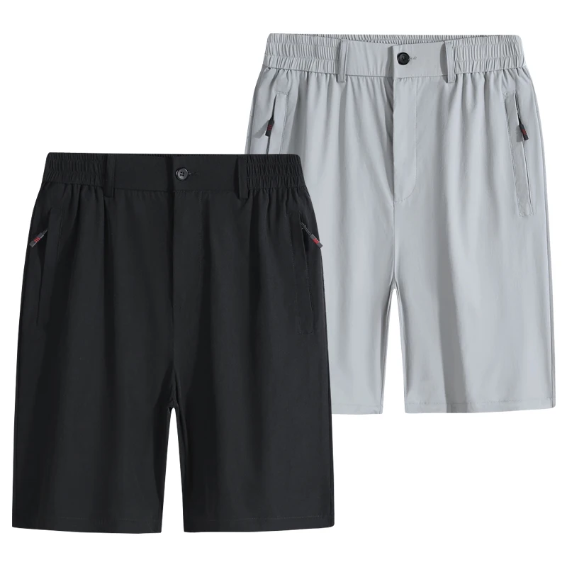 Fashion Elastic Zipper Pockets Solid Color Casual Shorts Men's Clothing 2024 Summer New Loose All-match High Waist Shorts