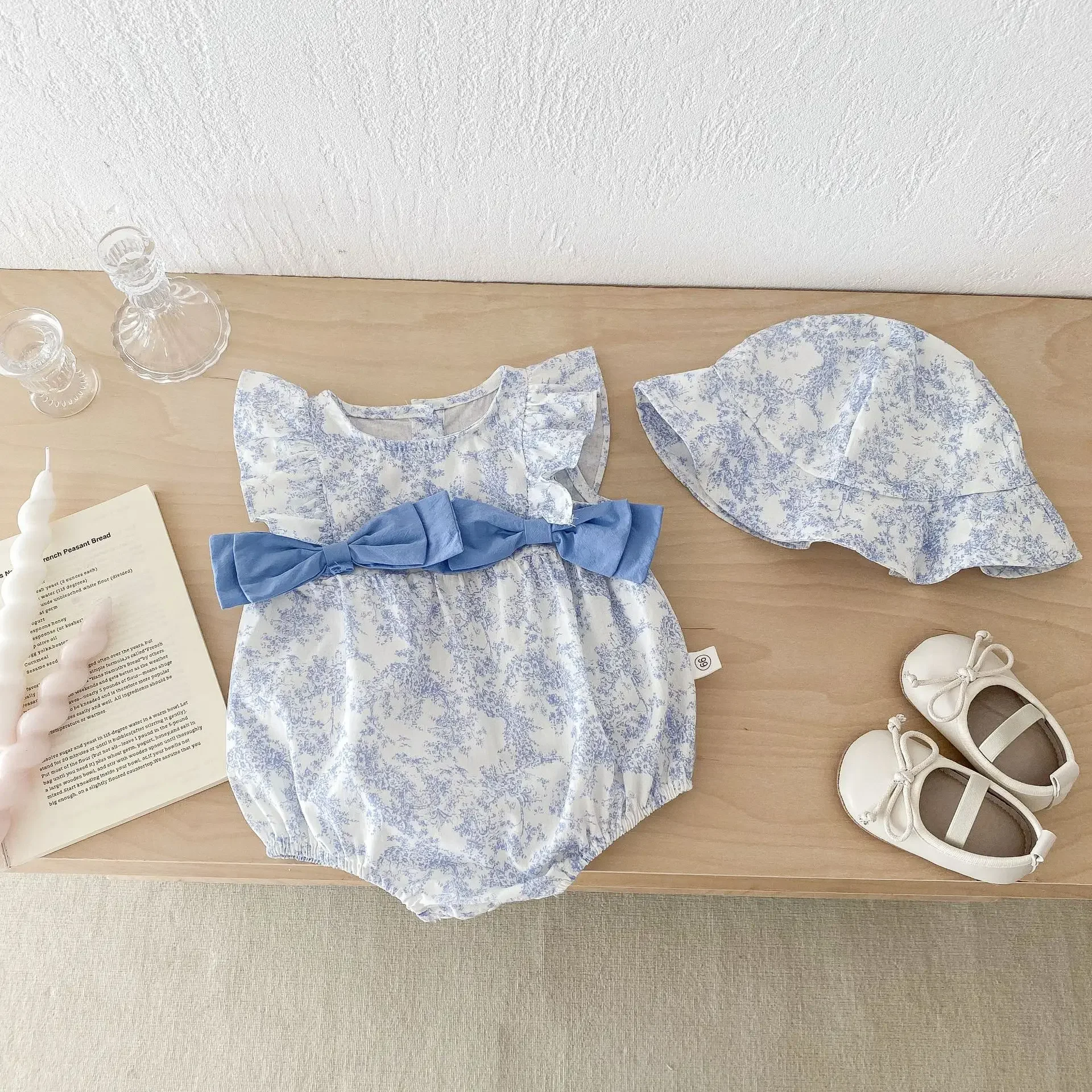 Princess Style Baby Romper Summer Clothes Printed Thin Cotton Bodysuit for 3 Months Old Girls Full Month Celebration Outfit