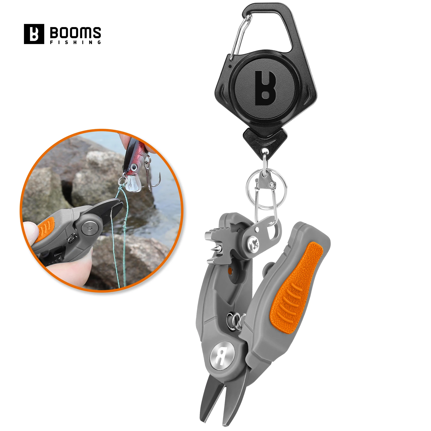 Booms Fishing Mini Stainless Steel Line Cutter Fishing Braid Scissors Saltwater with Hook Eye Cleaner Scissors Fishing Tool