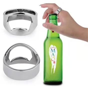 Mini apriscatole apribottiglie in acciaio inossidabile bottiglia a forma di anello rimozione apertura birra gadget da cucina strumenti apri dito bar 1