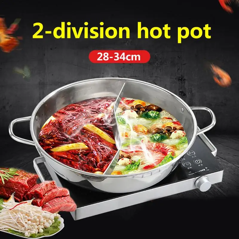 

Double Flavor Pot Stainless Steel Hotpot Pot For Kitchen Shabu Shabu Hot Pot With Divider For Induction Cooktop Stove Mandarin