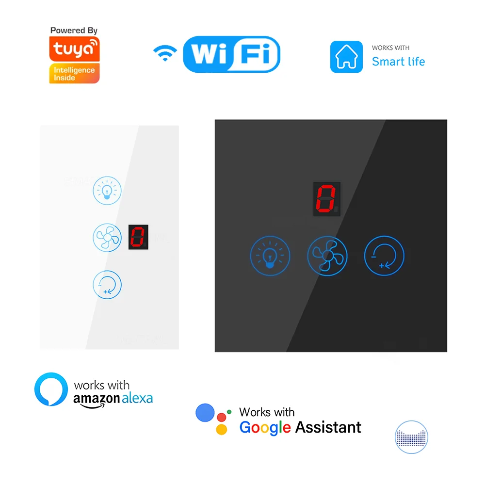 Tuya Wifi Bluetooth Fan Light Switch Us Eu Touch Smart Switch Smart Home Funziona Con L'App Smart Life Tramite Alexa Google Home Echo