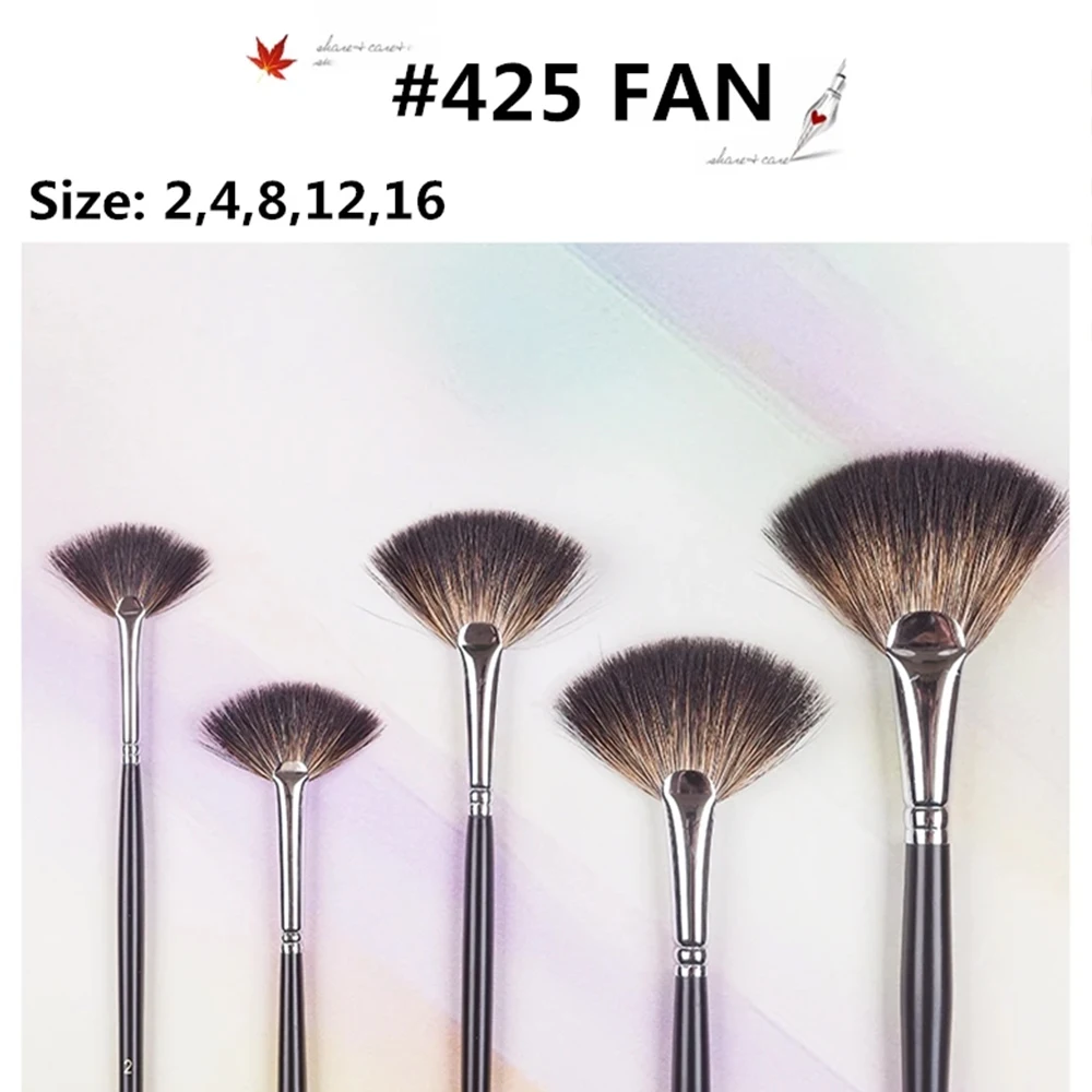 ArtSecret 1-5 PCS 수채화 팬 브러쉬 아크릴 구아슈 용 부드러운 천연 헤어 아트 브러쉬 아티스트 용 나무 손잡이 페인팅 브러쉬