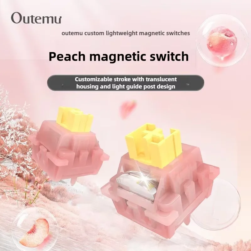 Interruptor Magnético Silencioso Outemu Peach de 2 Pines, 4-110 Piezas, Prelubricado de Fábrica, Ajustable, para Juegos FPS, Compatible con AULA MCHOSE