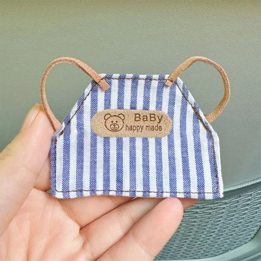 Mini Doll Plaid Striped Doll Denim Apron DIY Retro 10cm/15cm Doll Clothes Dress Up Handmade Plush Dolls Outfit Doll Accessories