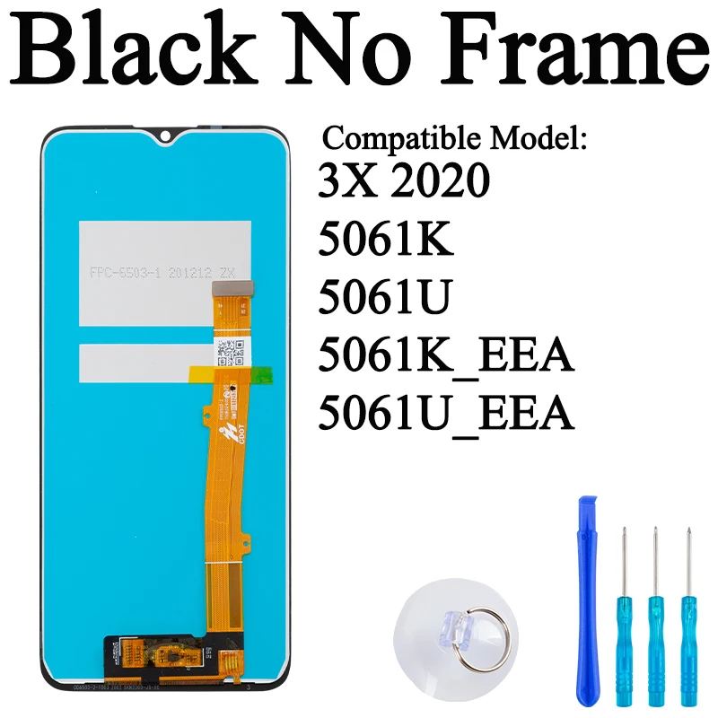 Schermo LCD + Digitizer + Cornice Per Alcatel 3X 2019 (5048Y, 5048U), Nero
