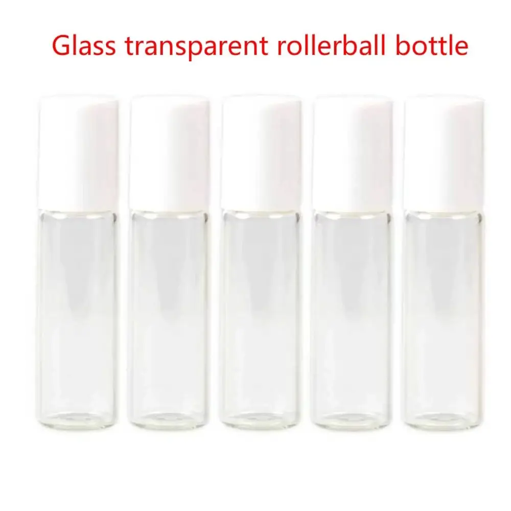 5 PCS 5ml/10ml Glass Roller Bottles Empty Clear With Roll On Empty Cosmetic Oil Vial For Traveler With Glass Ball