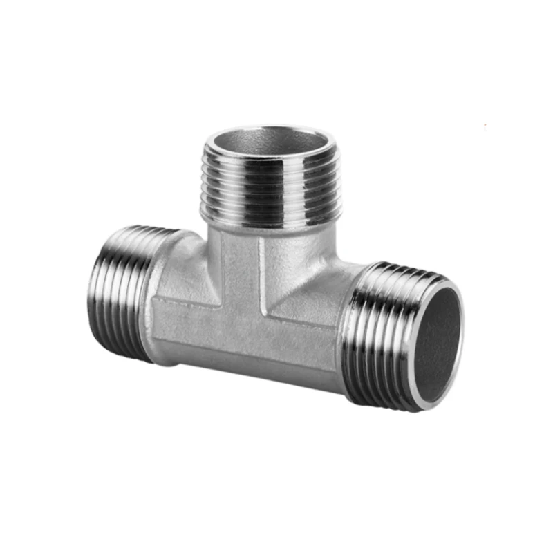 Pipe Fitting Water Pipe Fitting Hose Pipe Fitting Tee Adapter 304 Stainless Steel Male Female Thread Tee Connector BSPT Pipe Connector Fitting
