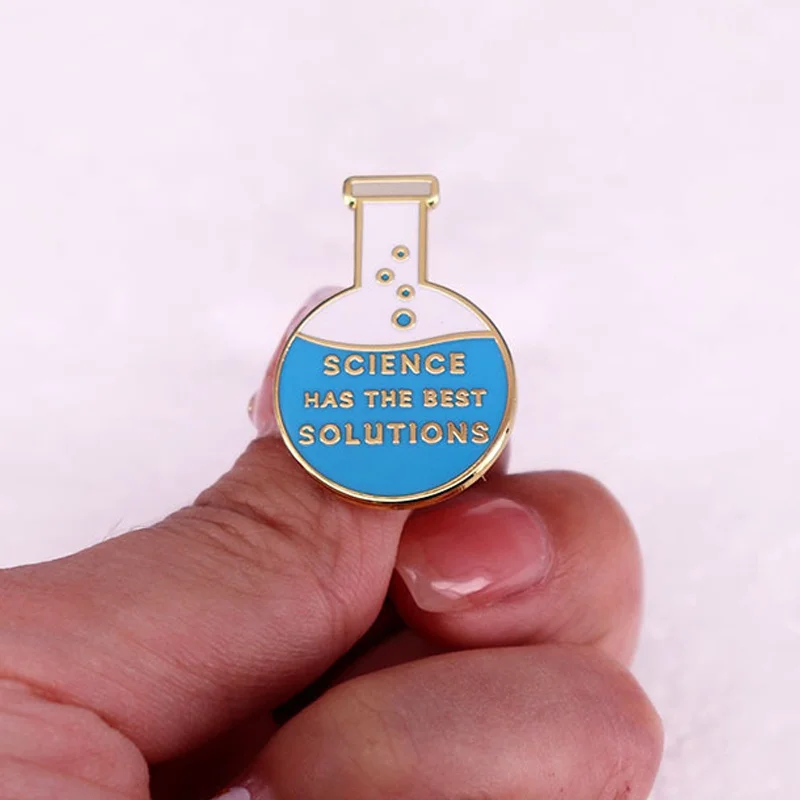 �Science Has The Best Solutions“ Briefnadeln Brosche Lustige Herren-Glasflasche Wissenschaftsemblem