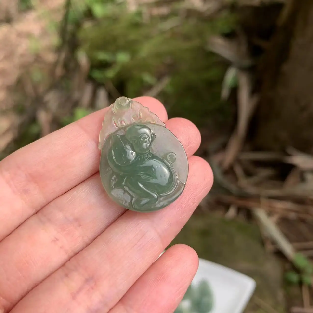 32*22MM  Real Natural Burma Jade Monkey Necklace Pendant Green Myanmar Jade Women Children Jewelry Good Luck Best Gift