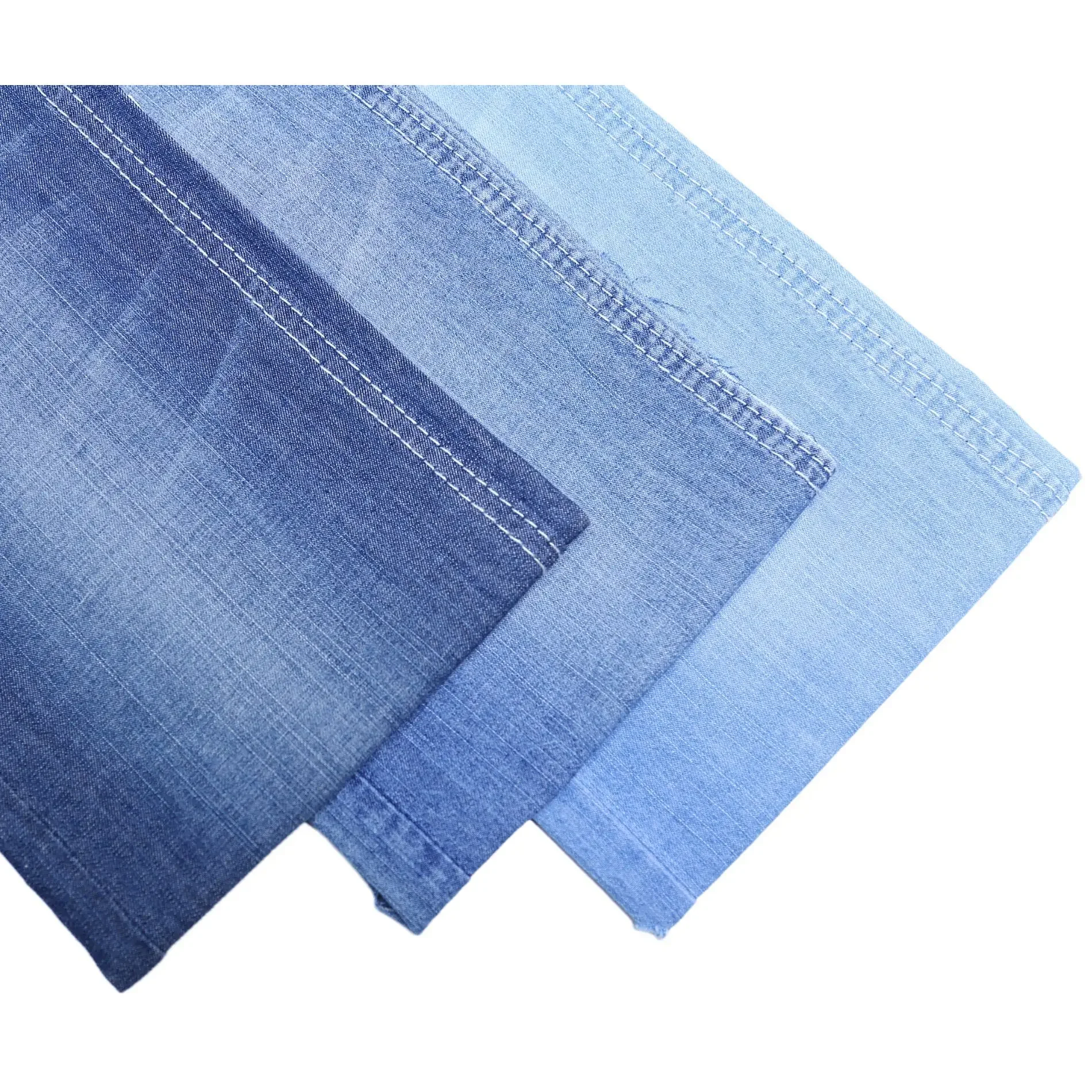 Thin Denim Fabric 21+16*21 Bamboo Texture Plain Weave Full Cotton No Stretch Washable Spring Summer Jeanswear Fabric