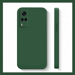 Enhanced Shockproof Liquid Silicone Soft TPU Phone Back Cover for Vivo Y51A (Black Green)