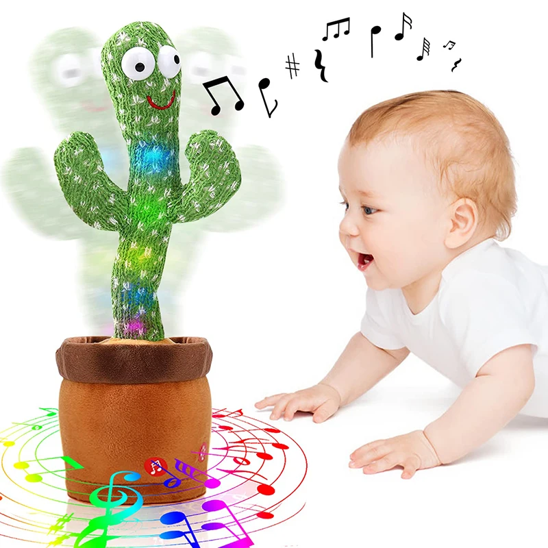 Dancing Cactus Toy Electric Interactive Toy Lovely Dancing Cactus Talking Toy USB Charging Sound Record Repeat Doll Kawaii Cactus Kids Education Toys Gift Birthday Present
