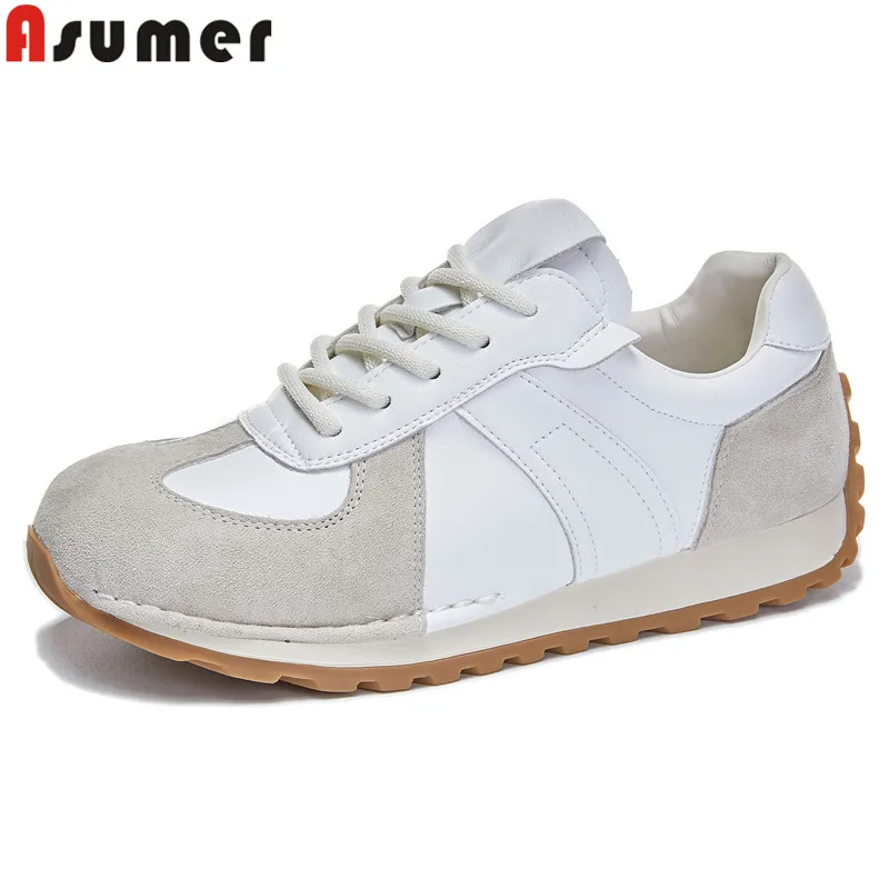 

ASUMER 2024 New Suede Leather Women Sneakers Lace Up Platform Flats Spring Summer Ladies Casual Shoes Flat Footwear