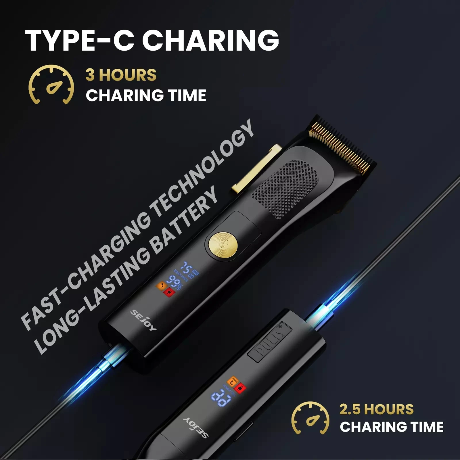 SEJOY 2 Pcs/set Hair Clippers Men Trimmer Kit for Barber Mens Beard Haircut Set Professional Hair Cutting Barber Machines 4