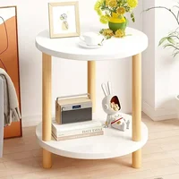Table de chevet ronde et carrée moderne en bois, Double couche, pour la maison, le bureau, la chambre à coucher, le salon, le canapé, Table d'appoint, Table basse 1