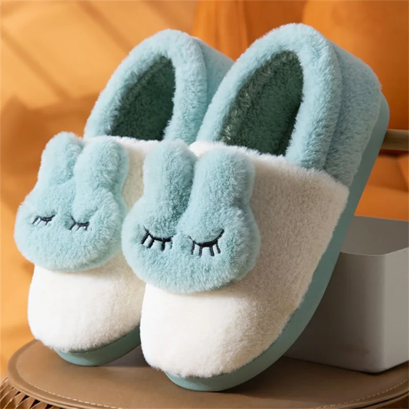 

Cotton Slippers Women Cartoon Warm Shoe Lovely Couple Shoes Plush Shoes Heel Slippers Autumn Wintwr Casual Female Home Slippers
