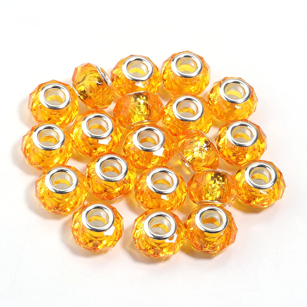 20 Stück 14x9mm facettierte Harzperlen transparente Farbe großes Loch lose Distanzperlen für Schmuckherstellung DIY Armband Halskette Zubehör – Detail 17