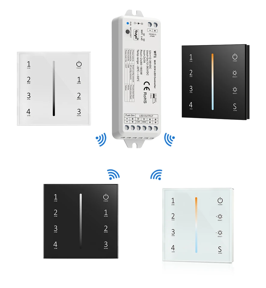 WiFi 5 in 1 LED Controller Tuya Alexa Google Home Voice Control RGB RGBW CCT Led Strip Dimmer