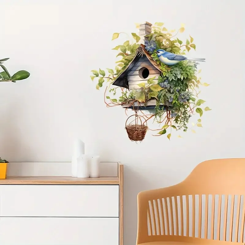 Green Leaf Bird's Nest Wall Decal Bright Wall for Home, Cabinet, Door,Refrigerator Decoration, Vinyl Car Decals, Art Wallpaper vinyl stickers