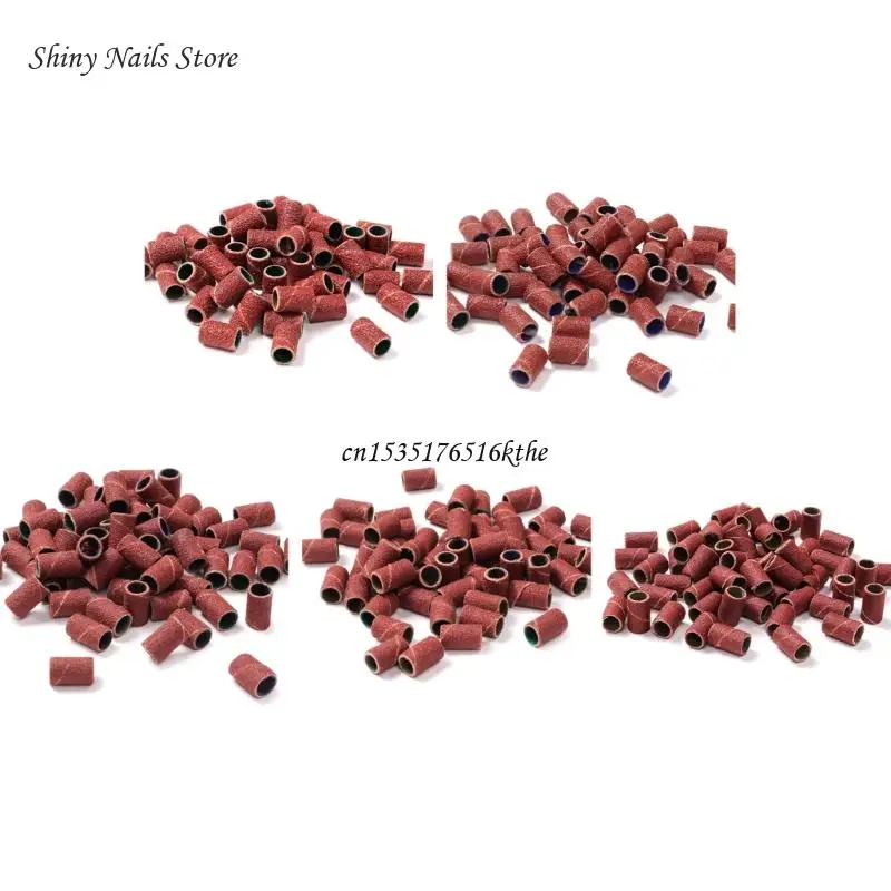 

100x Professional Sanding Bands Manicure 80/120/150/180/240Grit File Sand Piece Set For Nail Drill Bits Manicure Dropship