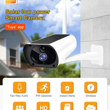 3MP 1296P 120 도 투야 앱 와이파이 IP 카메라, 태양광 무선 홈 보안 인터콤 CCTV 베이비 모니터