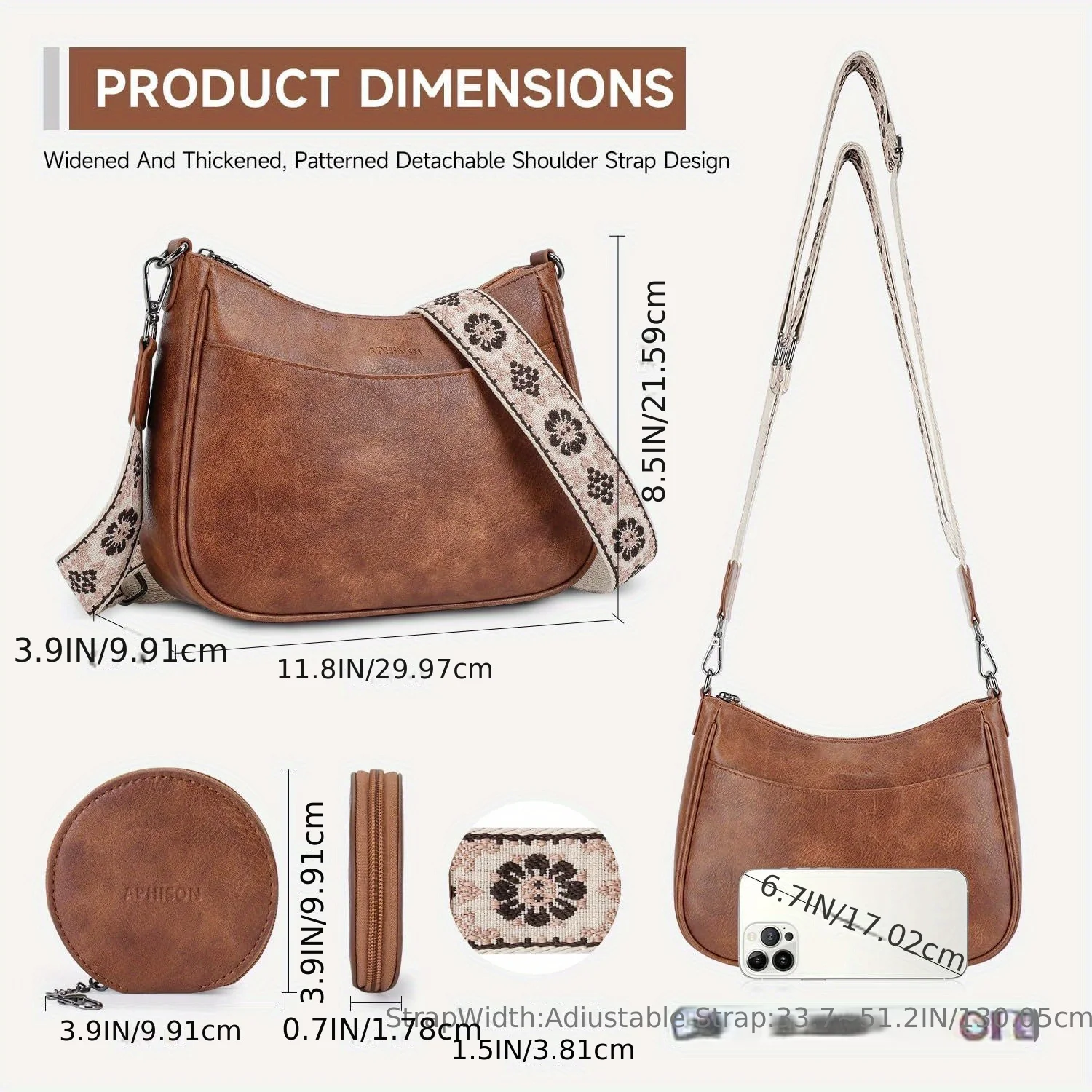 Large Capacity Vintage Women's Tote Shoulder Bag PU Fashion National Style Crossbody Bag For Women Gift