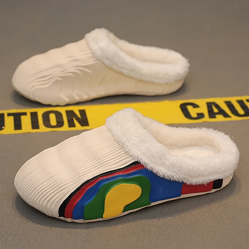 

Winter New Parent-child Warm Slippers Fashion Men's EVA Shoes Thick Bottom Cotton Sandals for Men Waterproof Anti-slip Slides