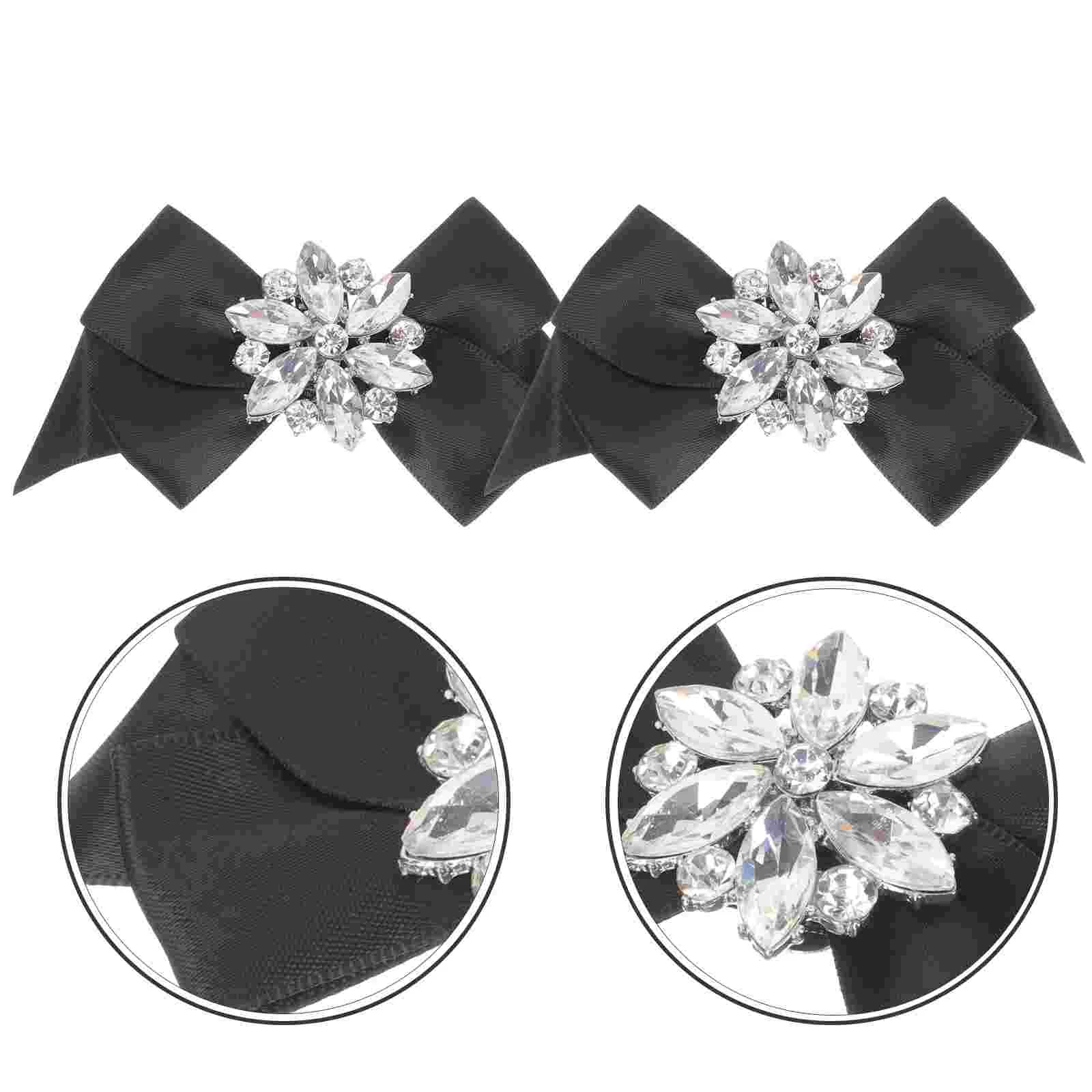 

1 Pair Bowknot Crystal Shoe Clips Buckles Removable Shoe Charms Decor for Women