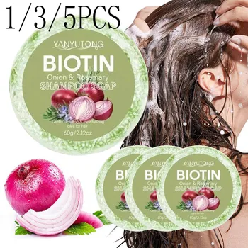 Sapone shampoo per cipolla e biotina da 60 g per tutti i tipi di capelli Idratante Levigante Estratto di rosmarino e camelia Cura dei capelli