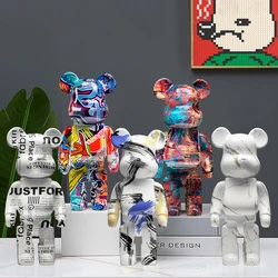 Graffiti Bearbrick 400% Statue Bear Sculptures & Figurines Desk Accessories Violent Bear Resin Ornament Luxury Living Room Decor