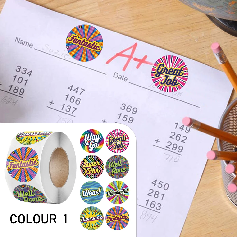 100-500pcs Cute Reward Stickers Roll with Word Motivational Stickers for School Teacher Kids Student Stationery Stickers Kids