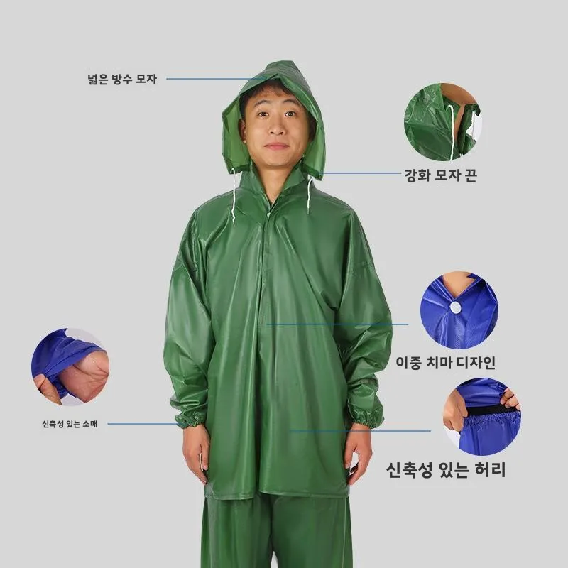 배달 운전사용 두꺼운 분리형 우비, 전기차용 내마모성 대형 1인용 전신 우비