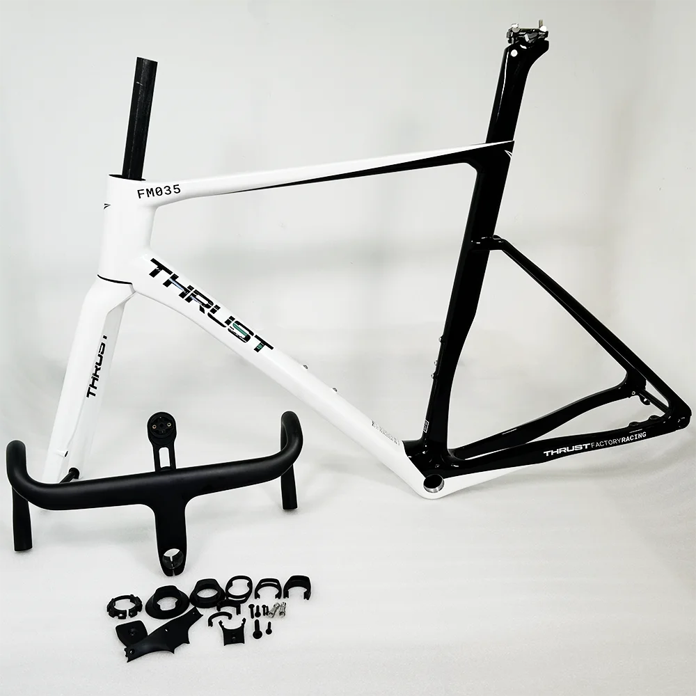 

Thrust Full Carbon Road Bike Frameset,Max Tire,32mm,Full Internal Cable Disc Brake,142*12 Handerbar,Fork,Seat Post,Clamp,Headset