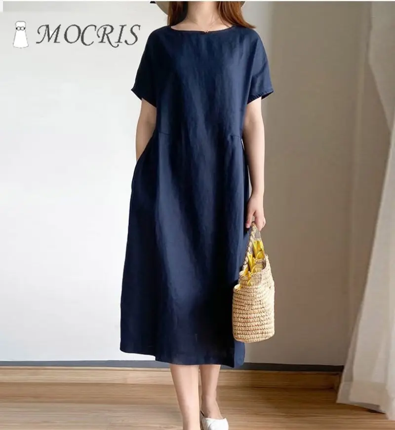 

Elegant Italian Linen Dress for Women Black Casual Long Loose Plus Size Pure and Pretty Cheap Free Shipping Summer Party Dresses