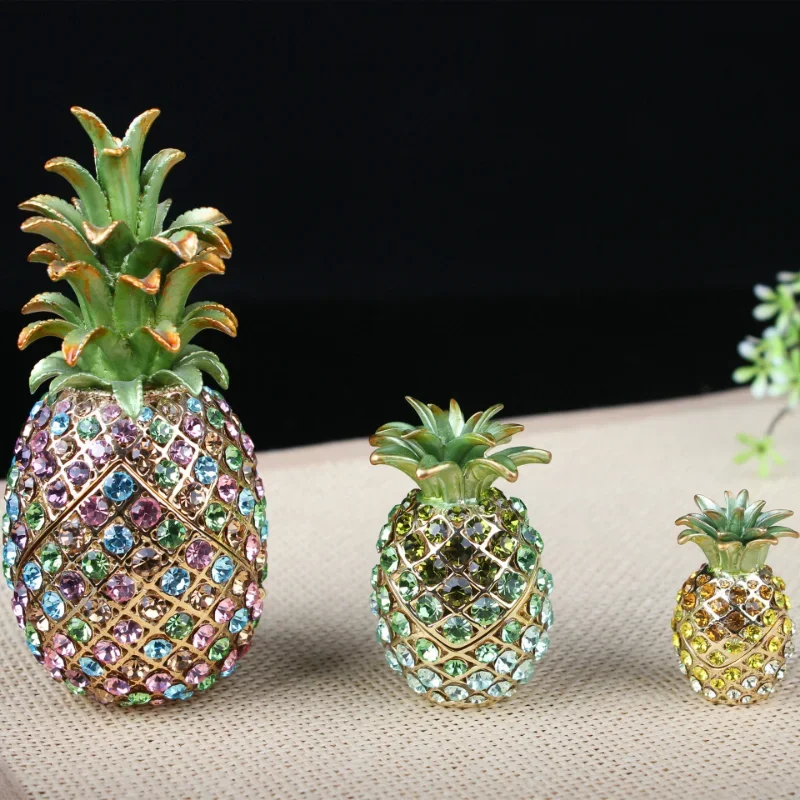 Crystal Handicraft Pineapple Home Enamel Color Jewelry Box Metal Home Bedroom Decoration Gift mini storage boxes