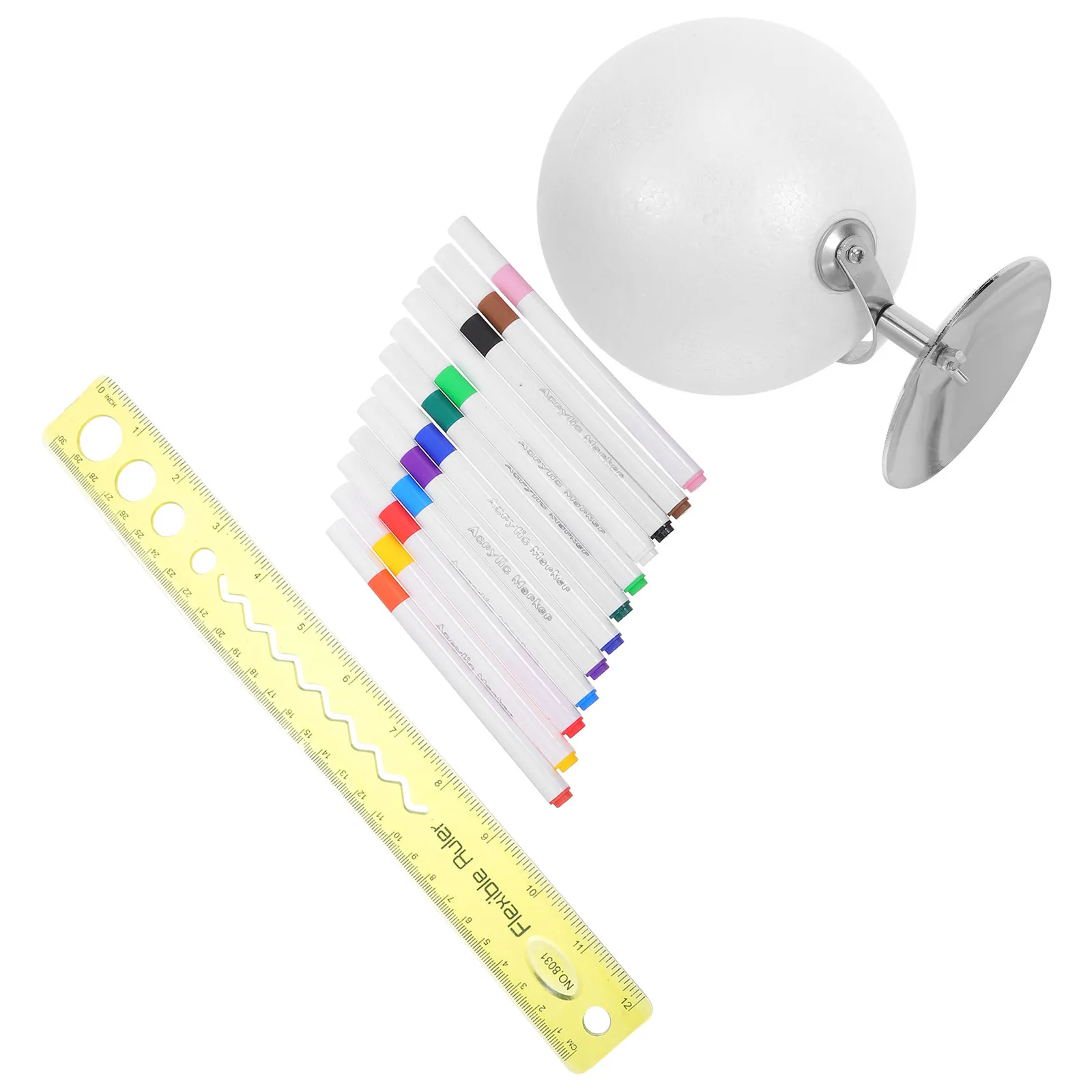 1세트 지리학 학습용 지구본 키트, 직접 그림을 그리는 15cm 공 모양 철제 스탠드 DIY 지구본 키트, 학교 학습용 탁상 공예품