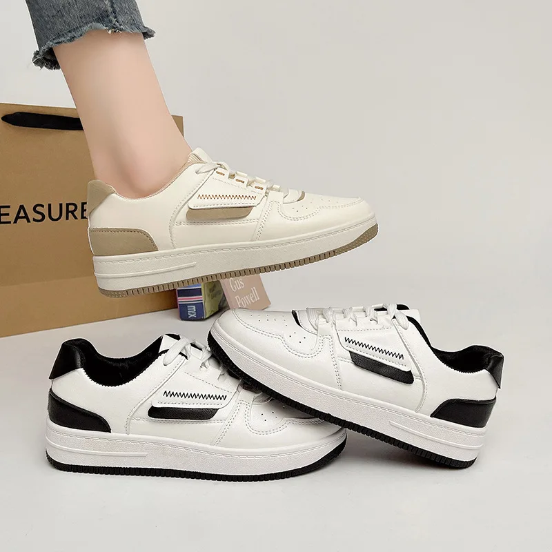 Black Women Shoes 2024 Spring New Korean Version Trendy Thick-soled Versatile Student Sports Shoes Casual Shoes Women Sneakers