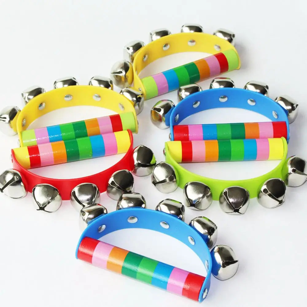 

5 Jingle Stick Rattle Activity Bell Early Education Musical Instruments Wooden Rattle Hand Rattle Toy Baby Rattle Rainbow Bell