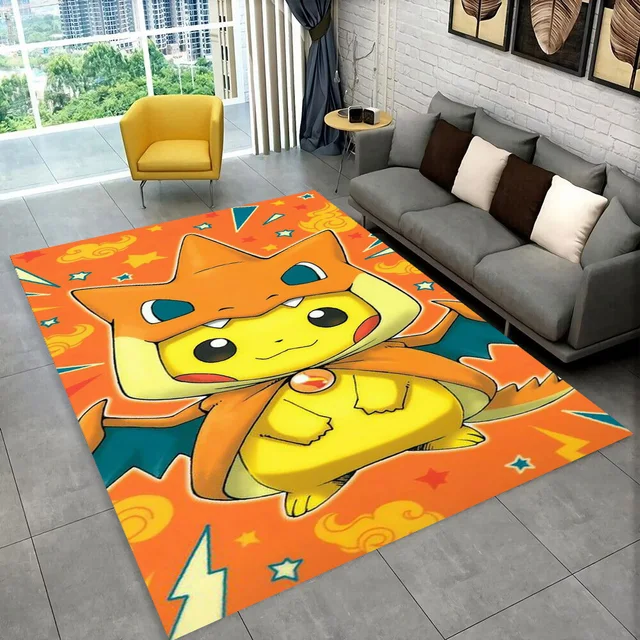 2025 New Cute Pikachu Pokemon Cartoon Gift Rug Carpet for